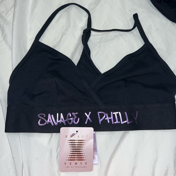 Savage x Philly bra bralette black with purple logo - Picture 1 of 6